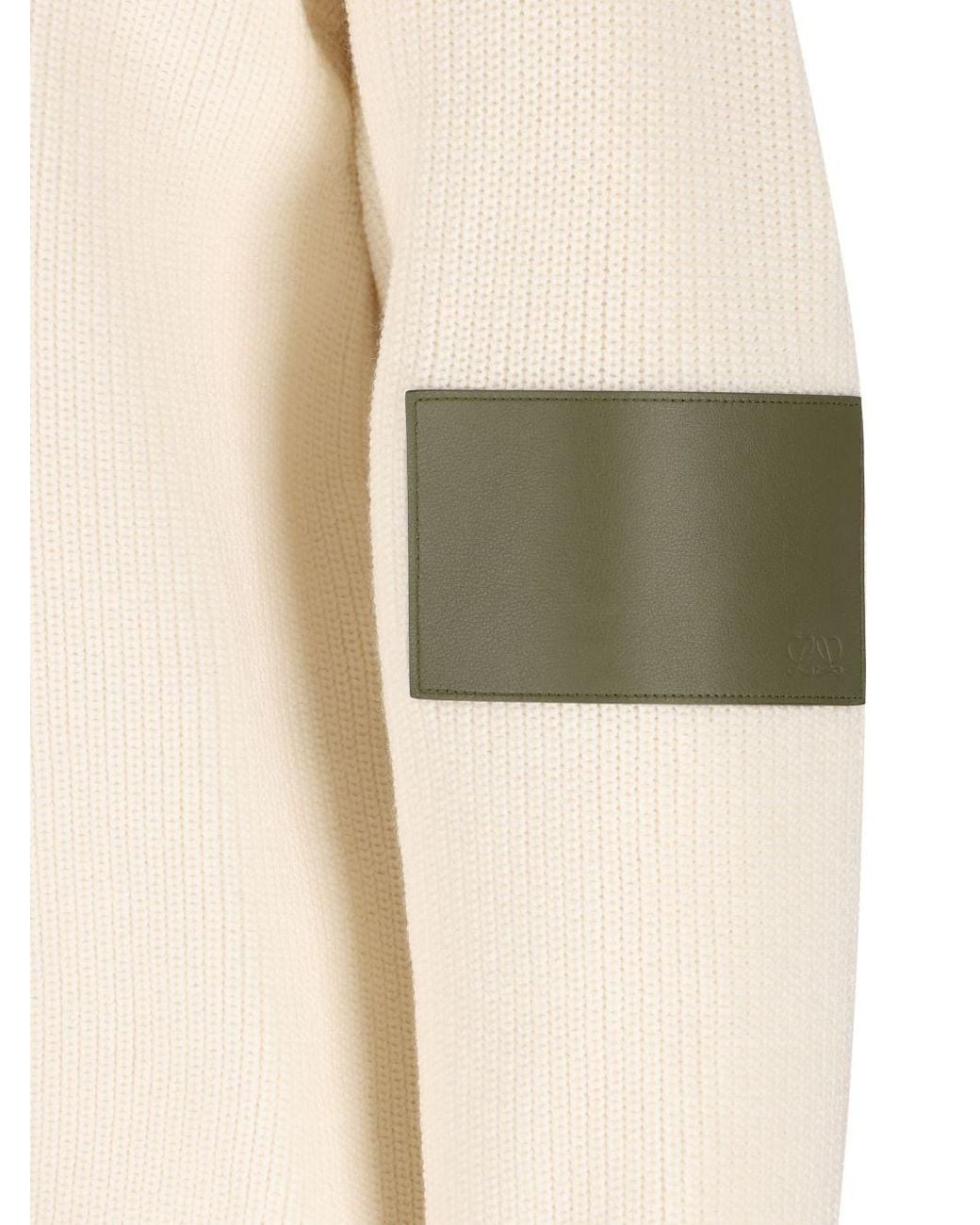 Loewe White Wool Halfzip Sweater