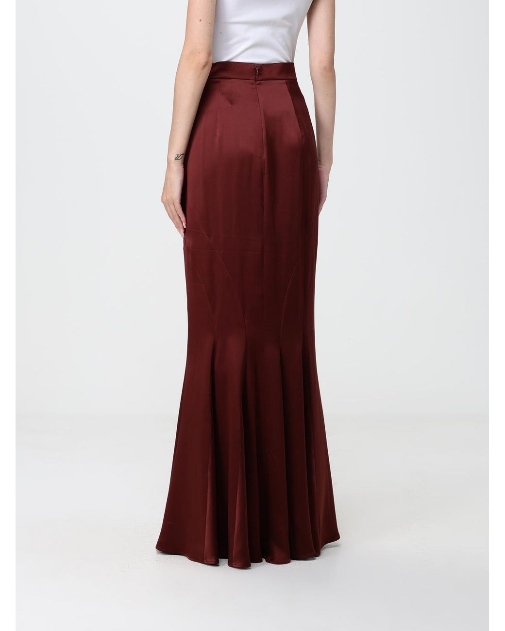 Max Mara Red High-Waisted Pencil Midi Skirt