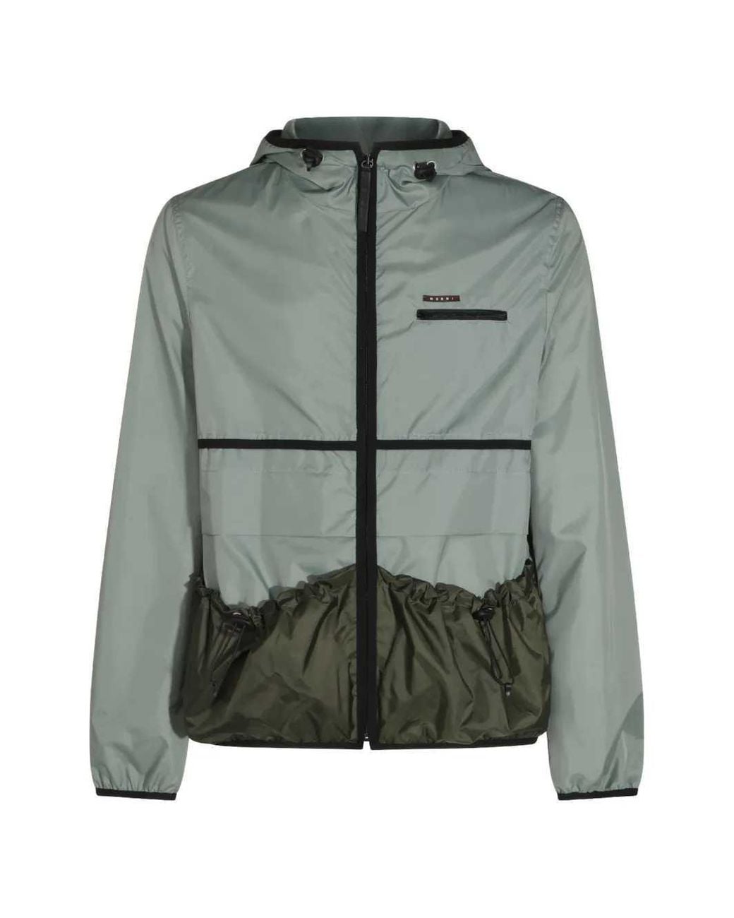 Marni Green Panelled Hooded Jacket for men