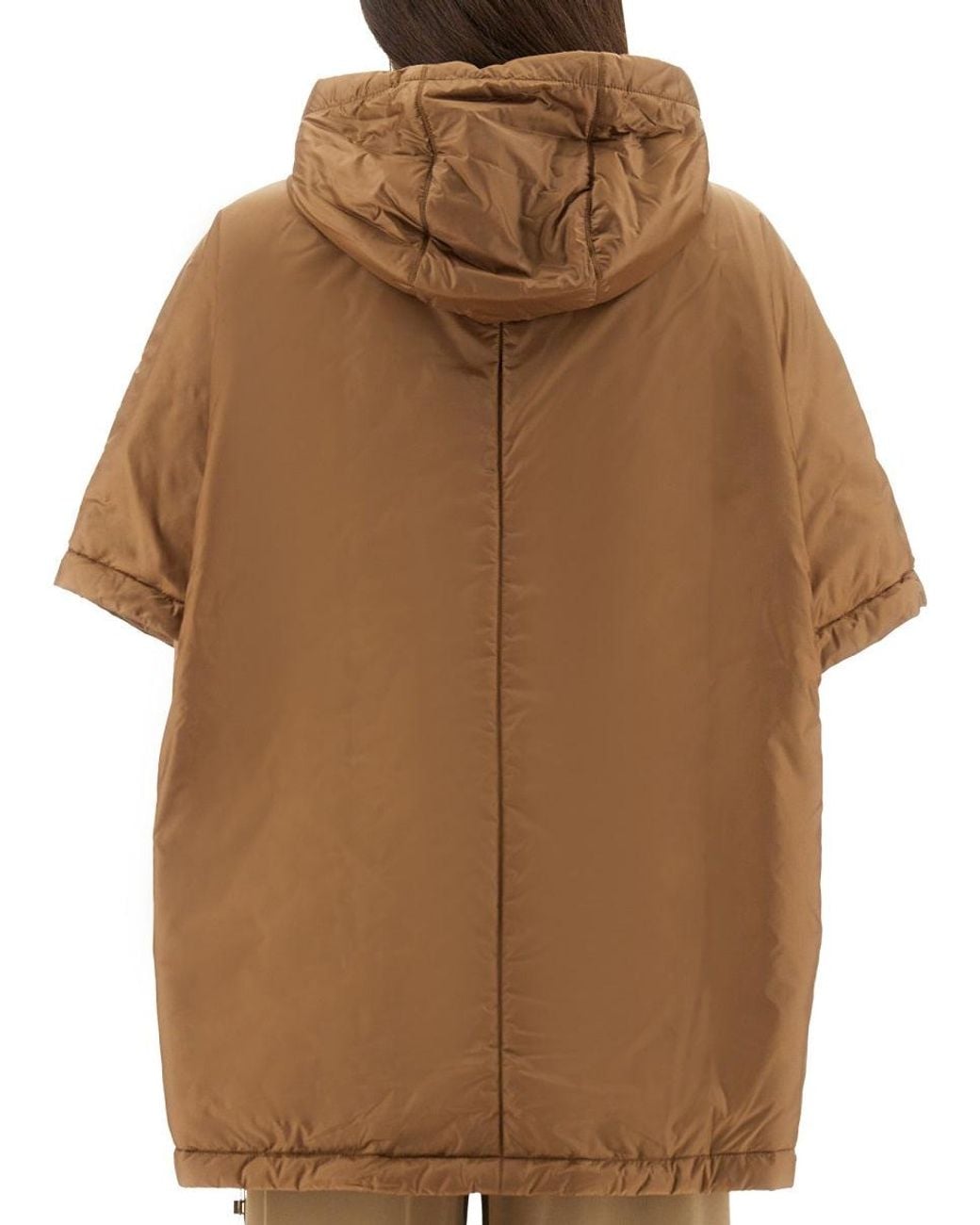 Max Mara Brown Padded Cape With Hood Coats