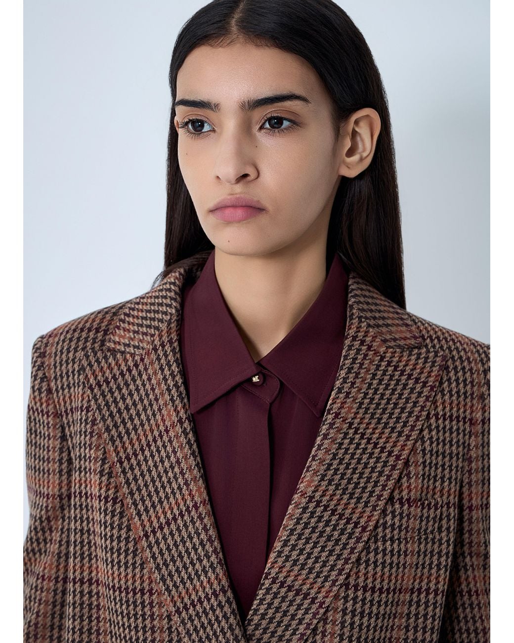Max Mara Brown Check Double-Breasted Blazer