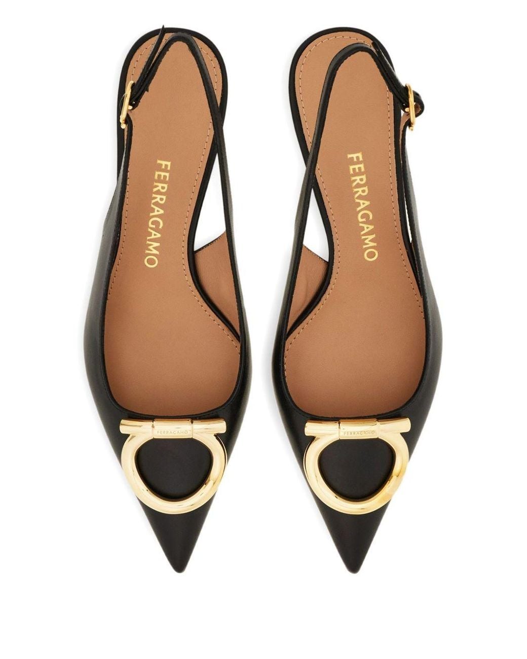 Ferragamo Black Leather Slingback Pumps