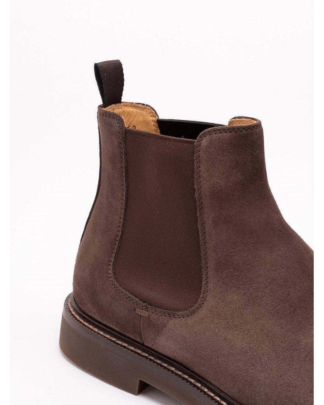 Brunello Cucinelli Brown Suede Chelsea Boots for men