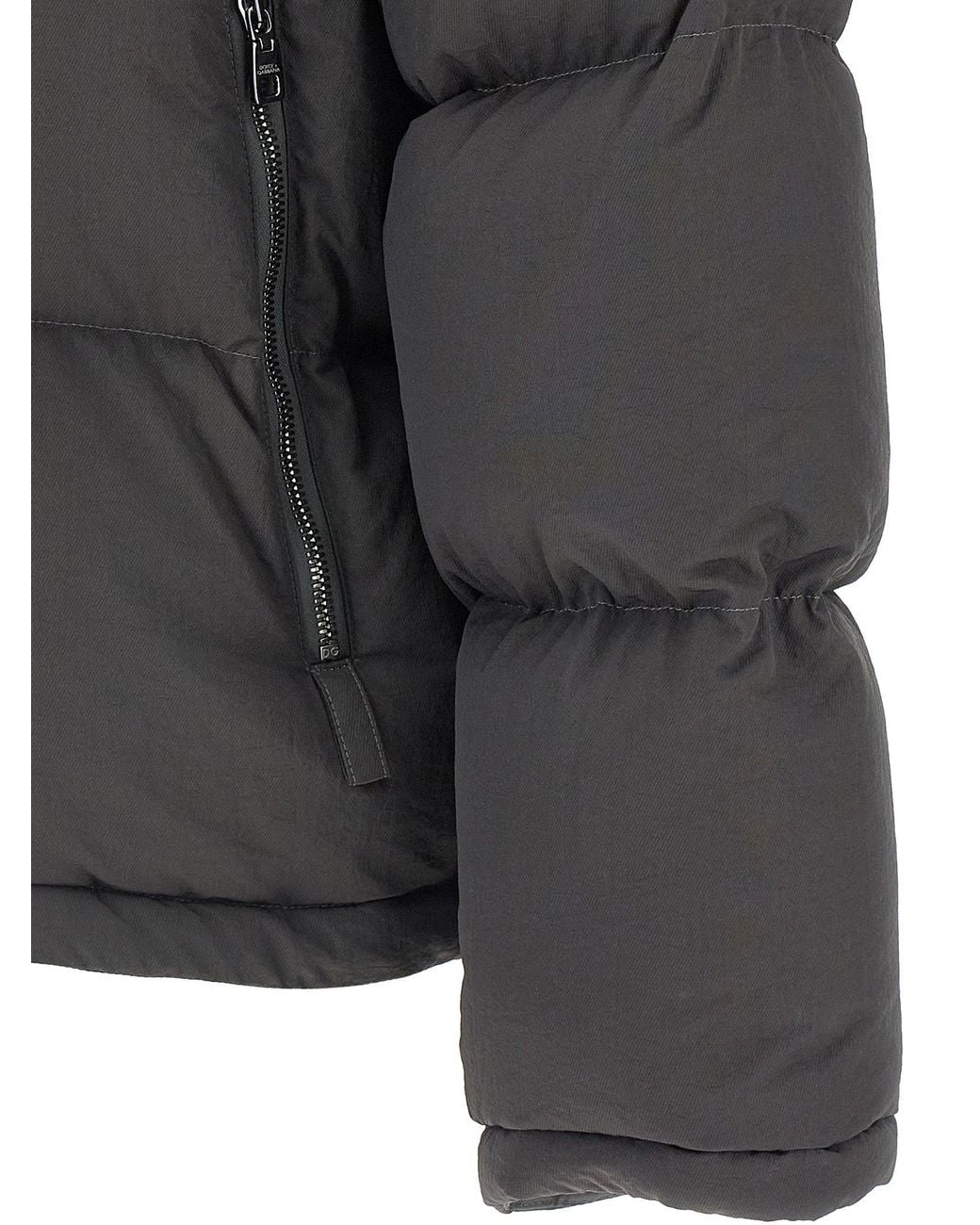 Dolce & Gabbana Gray Dolce & Gabbana Logo Patch Down Jacket for men