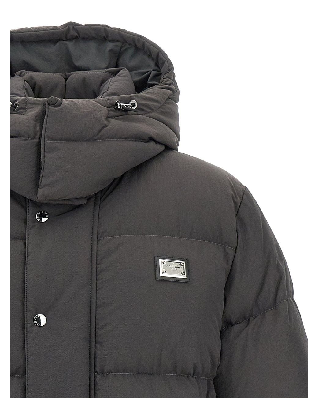 Dolce & Gabbana Gray Dolce & Gabbana Logo Patch Down Jacket for men