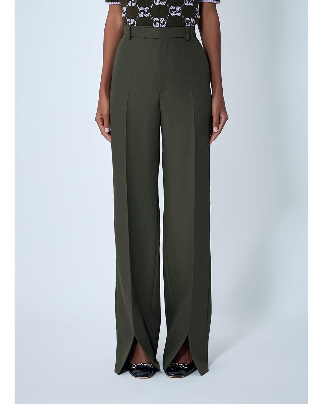 Gucci Green Tailored Wool Pants