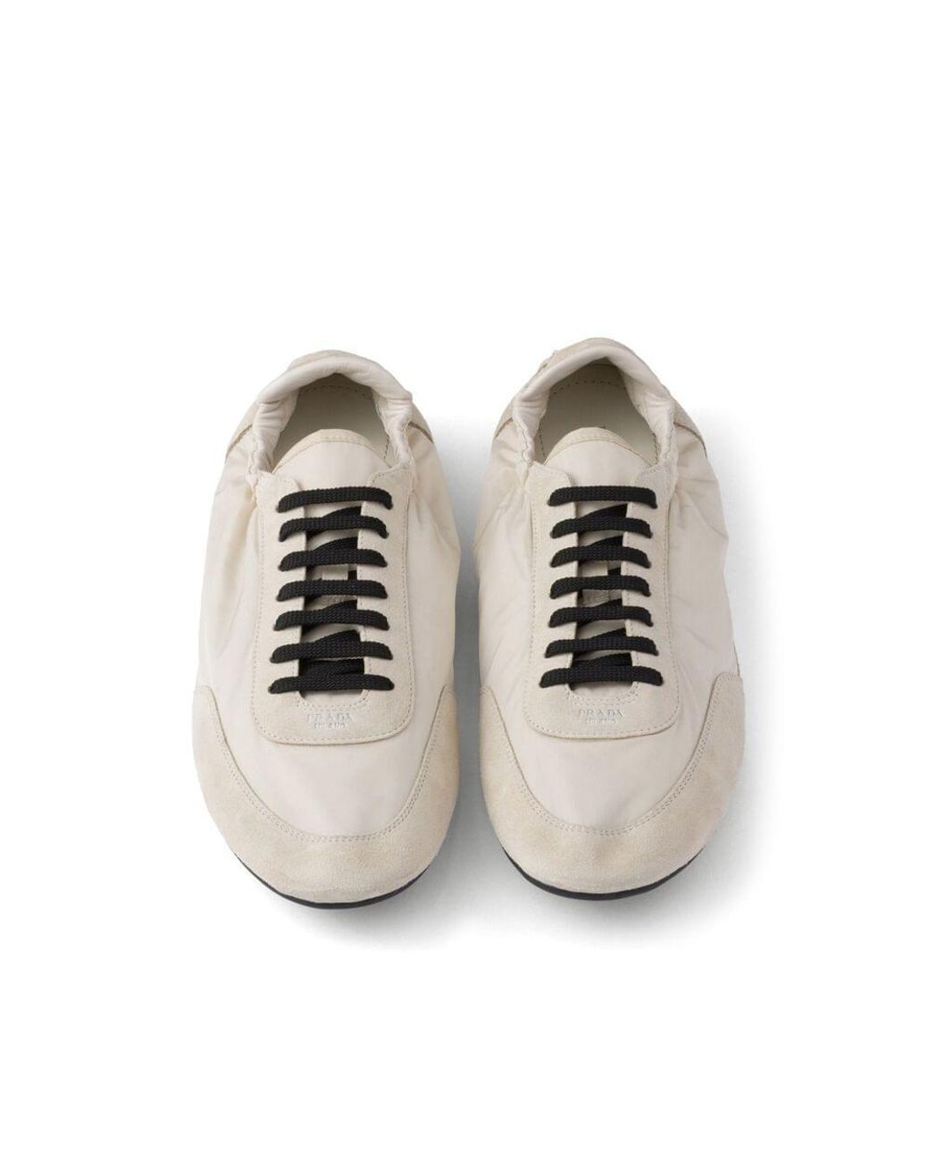 Prada White Collapse Re-Nylon And Suede Elasticized Sneakers for men