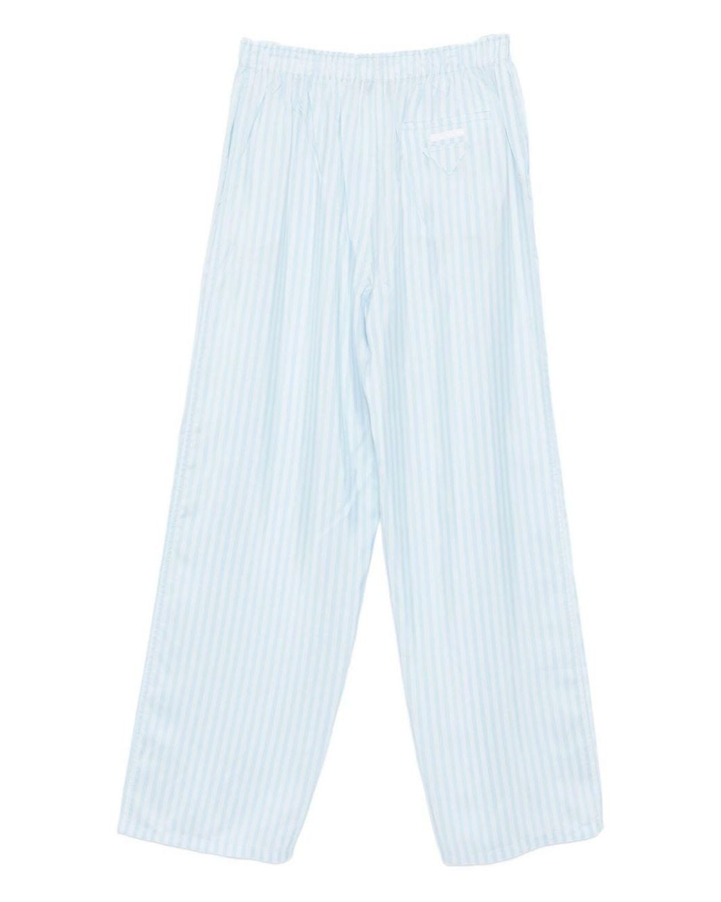 Prada Blue Cotton Blend Trousers
