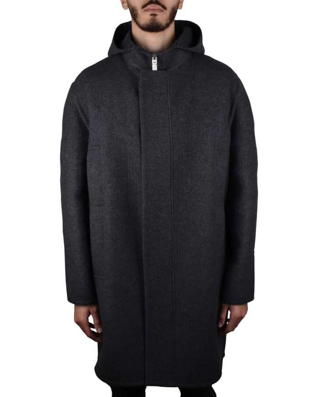 Givenchy Blue Hooded Wool-Blend Coat
