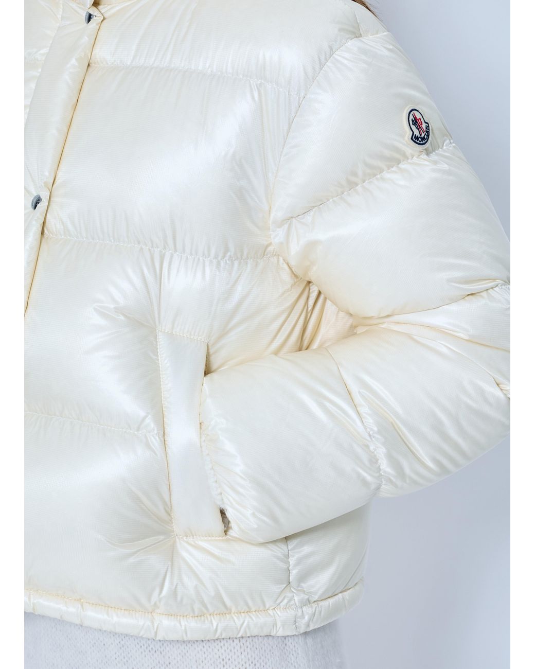 Moncler White Tepice Short Down Jacket