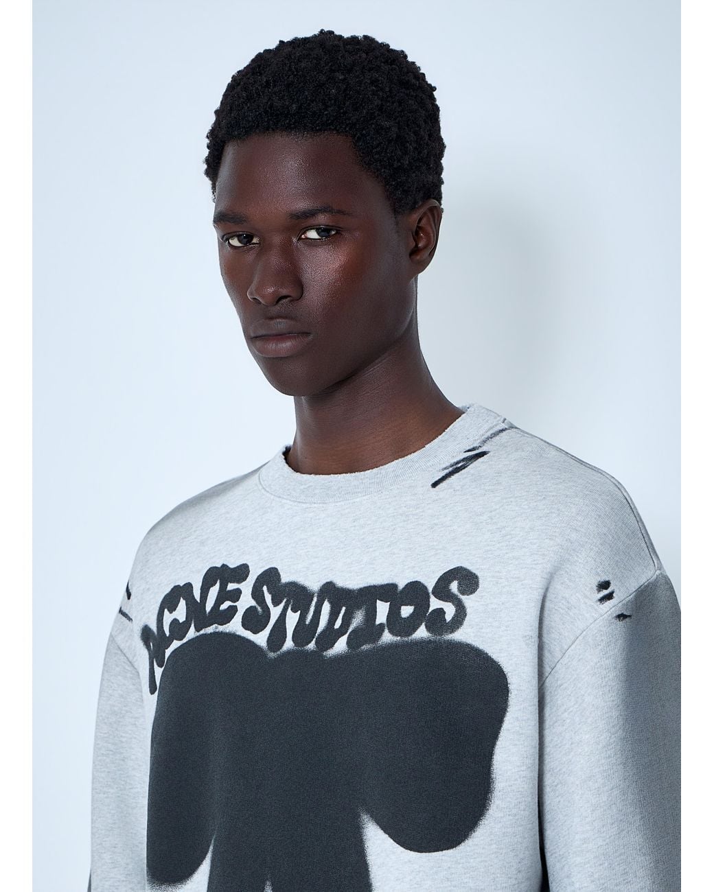 Acne Blue Sprayed Logo Sweatshirt for men