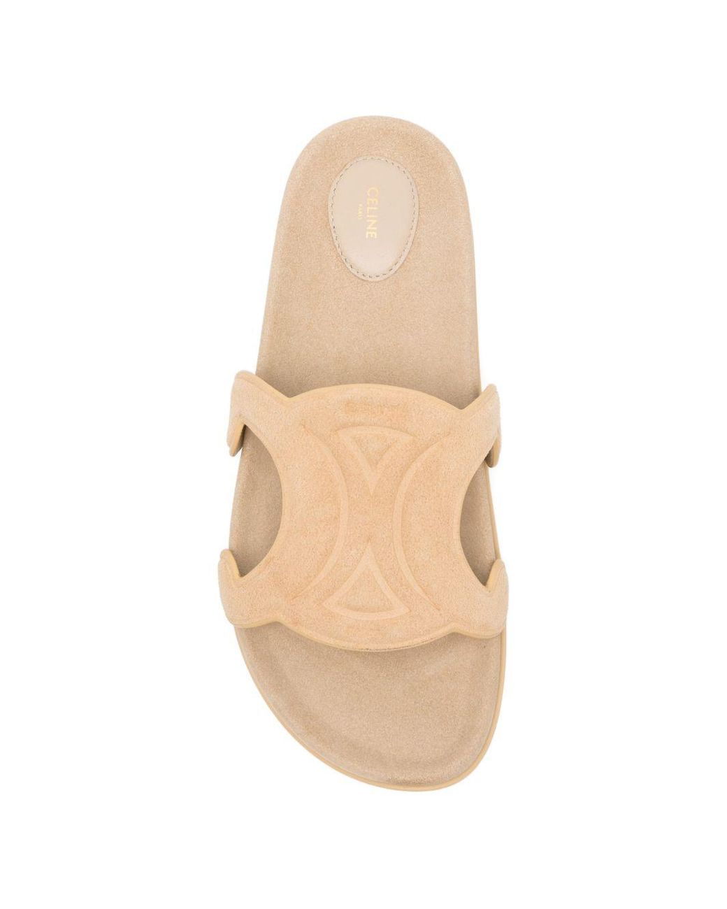 Céline Natural Triomphe Suede Leather Slides