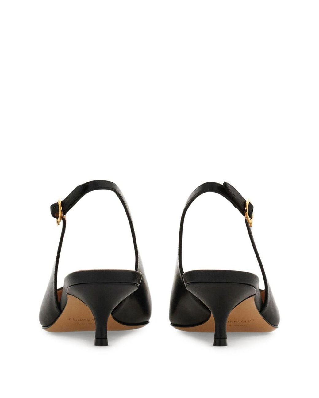 Ferragamo Black Leather Slingback Pumps