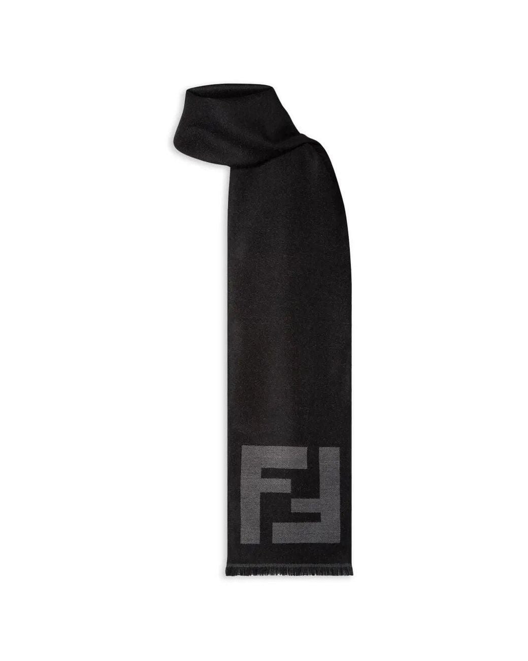 Fendi Black Sciarpa Logo Ff for men