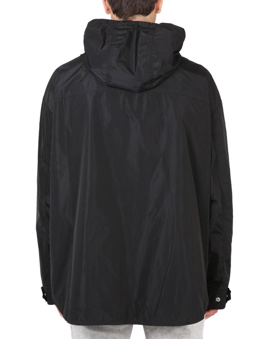 Balmain Black Hooded Nylon Jacket for men