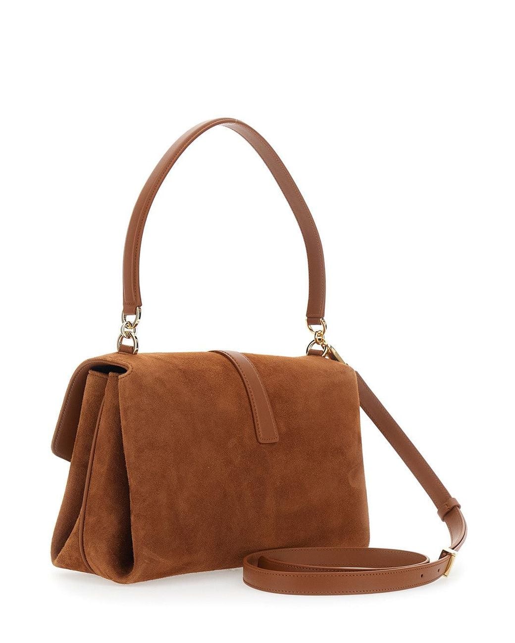 Ferragamo Brown Crossbody Bag With Adjustable And Removable Strap And Closure With Gancini Plaque