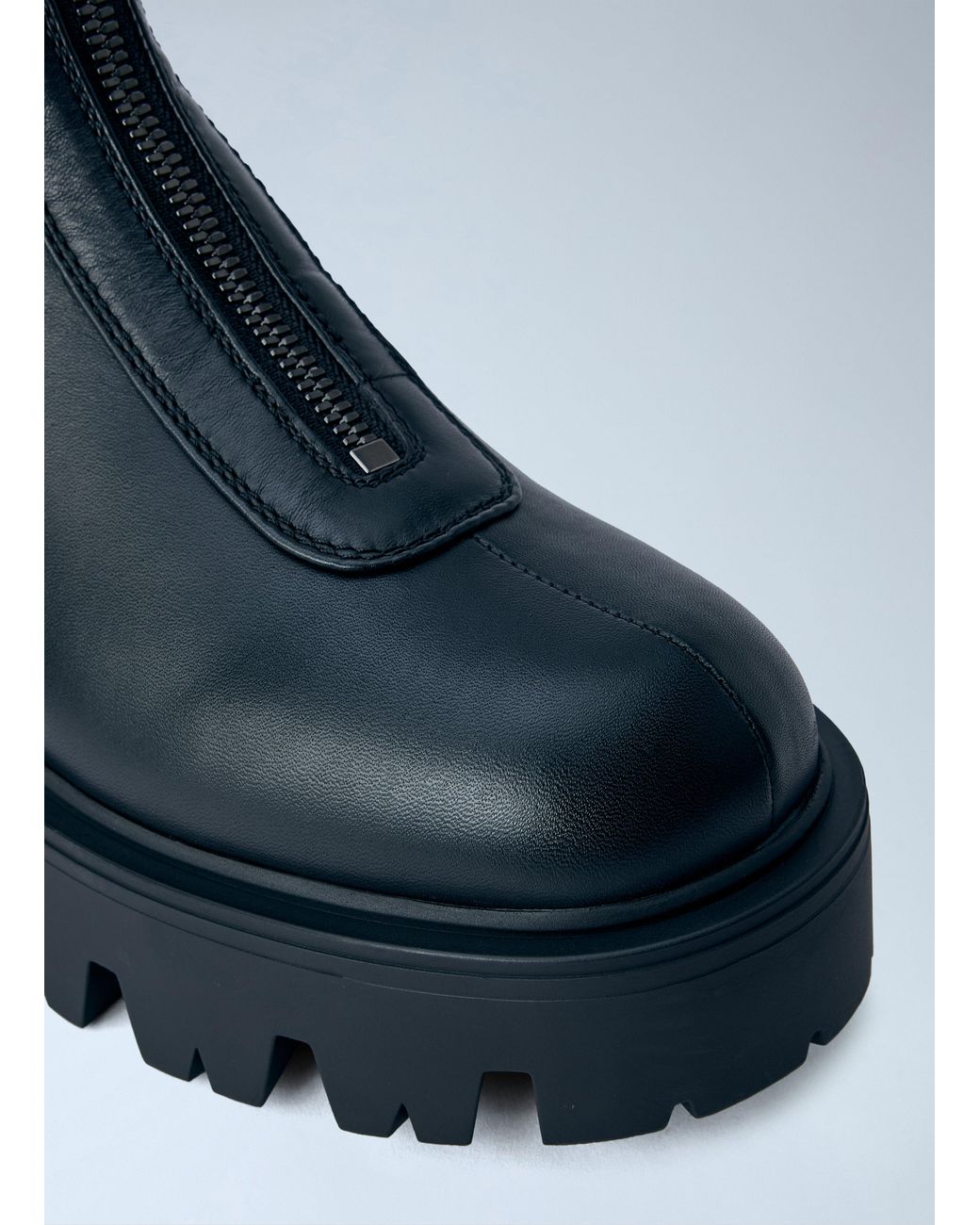 Prada Blue Leather Zipper Booties