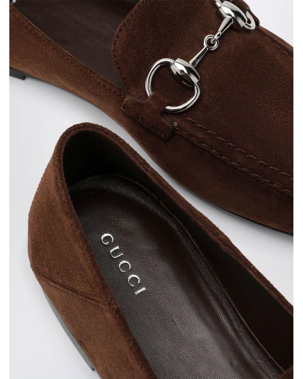 Gucci White Suede Loafers With Horsebit Detail