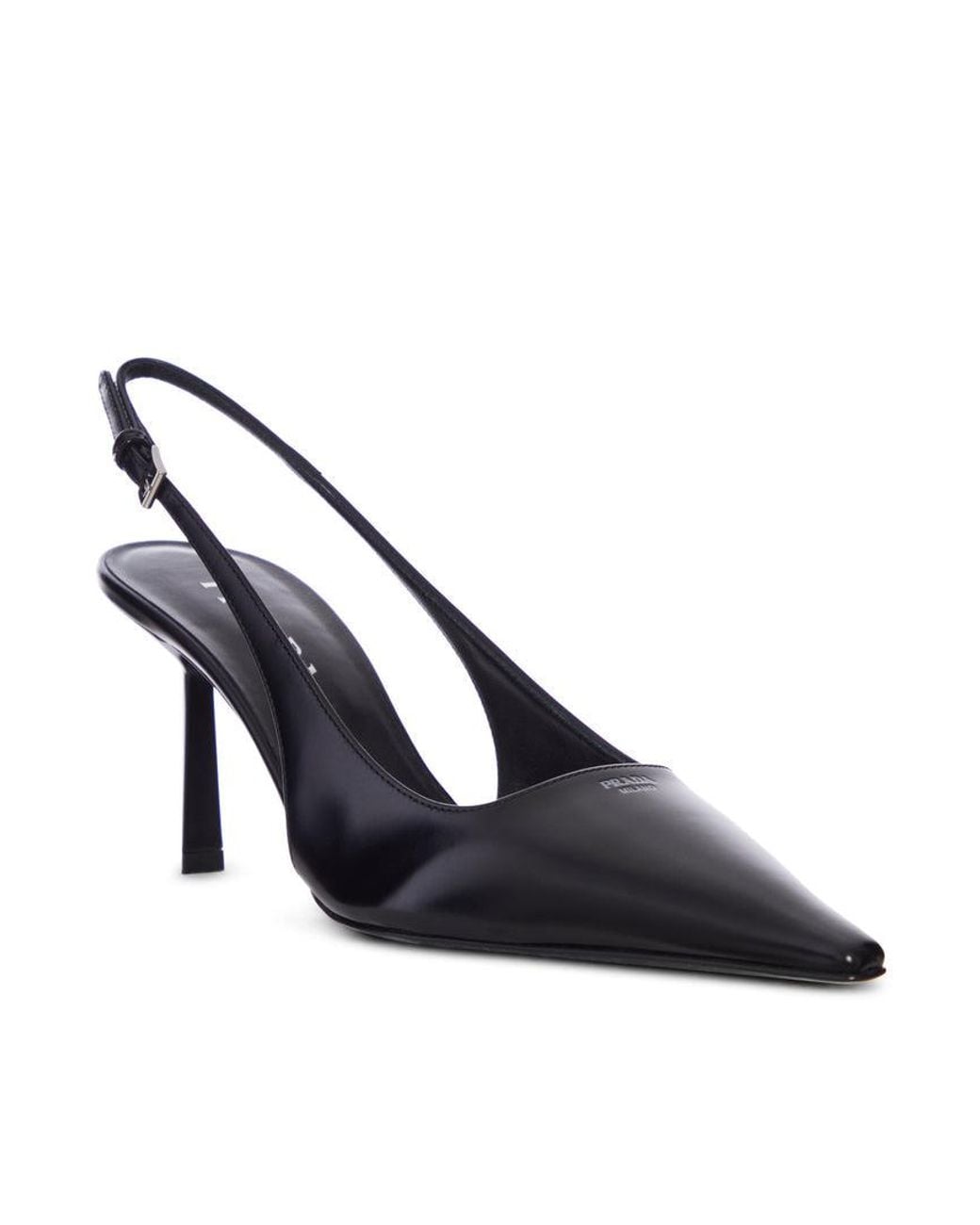 Prada White Leather Slingback Pump