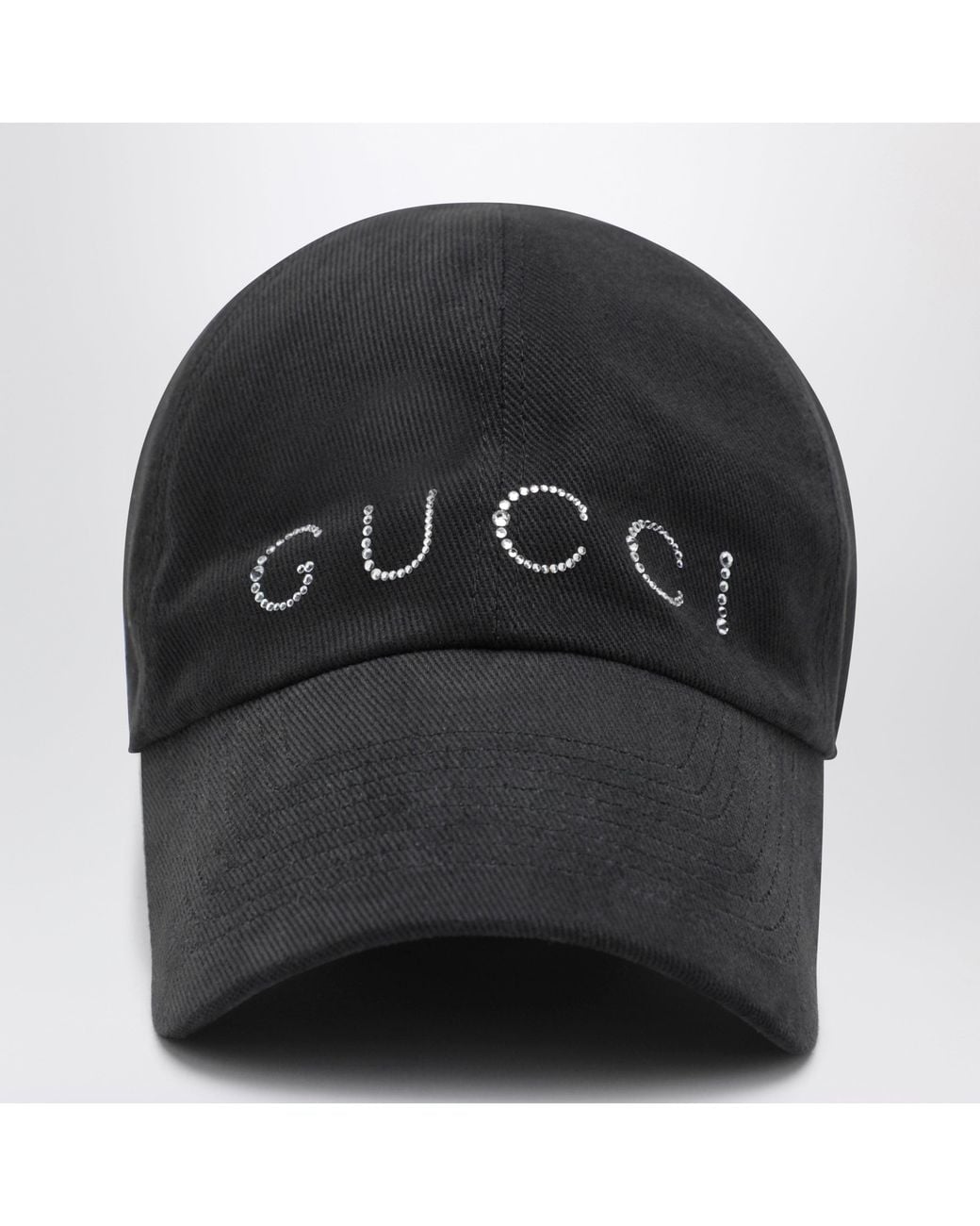 Gucci Black Baseball Cap With Crystal Logo