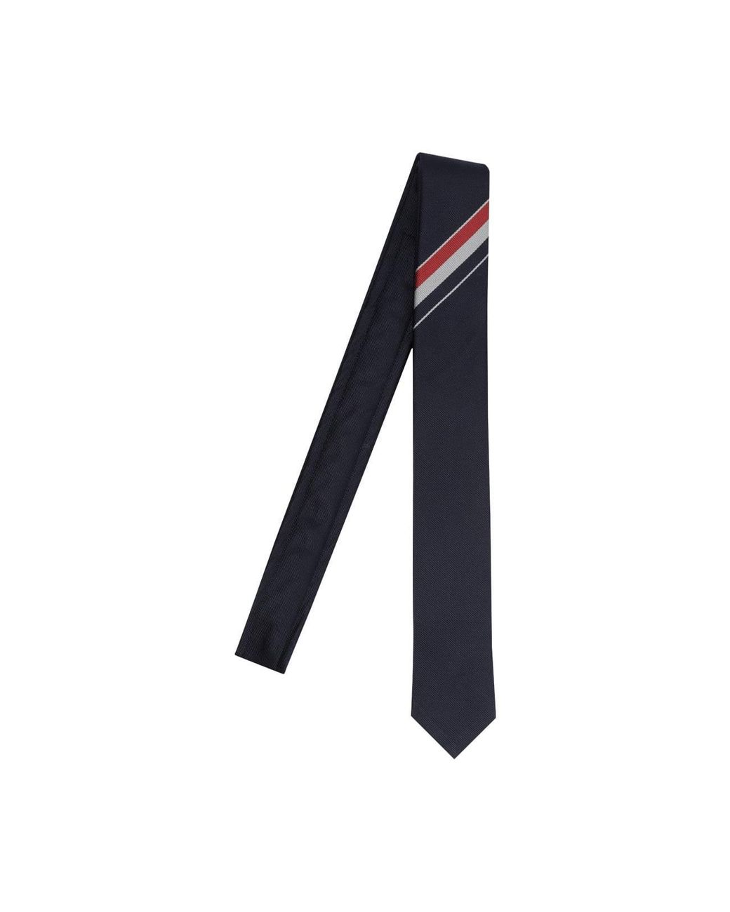 Thom Browne Black Logo Stripe Tie for men