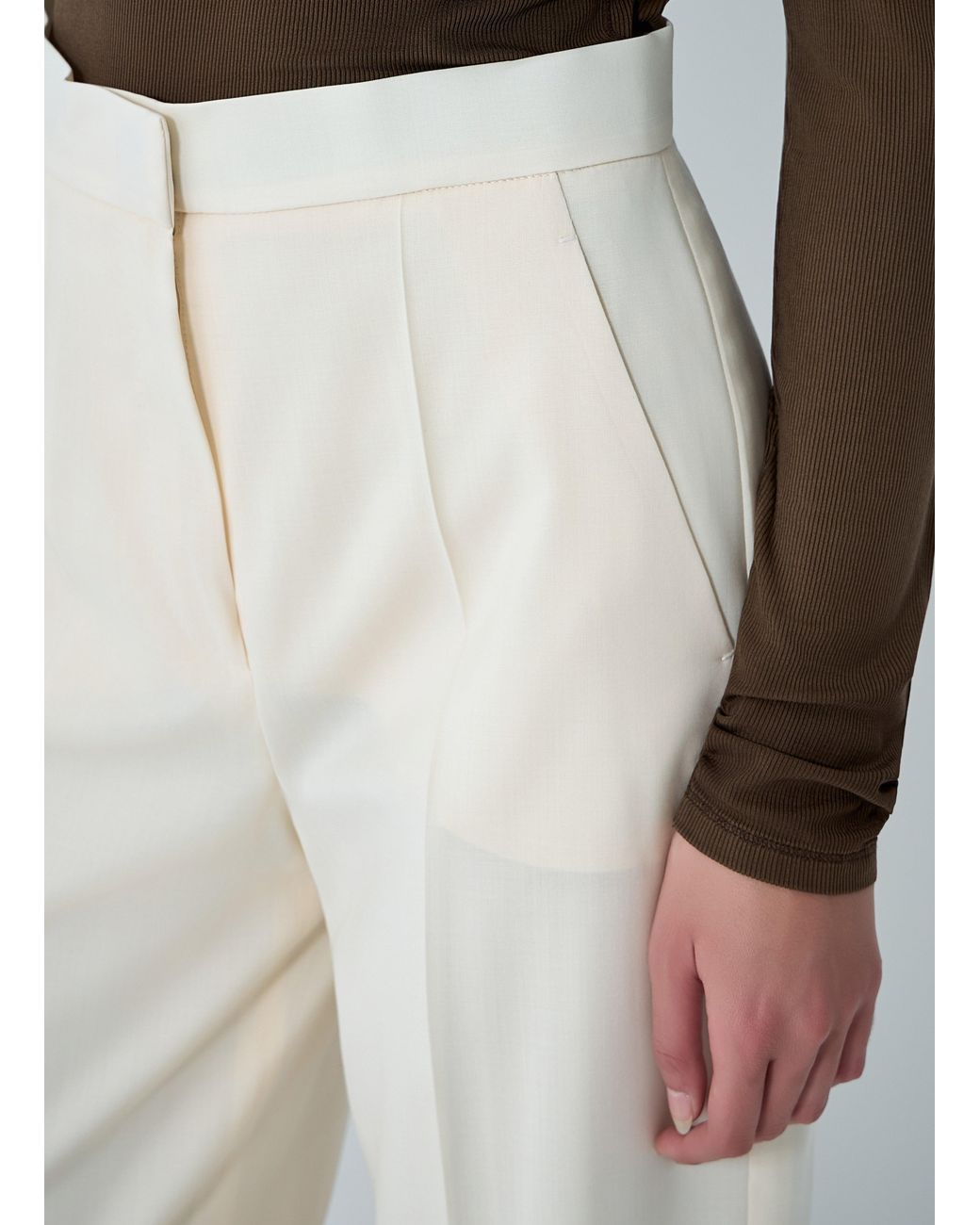 Max Mara White Tailored Wool Pants