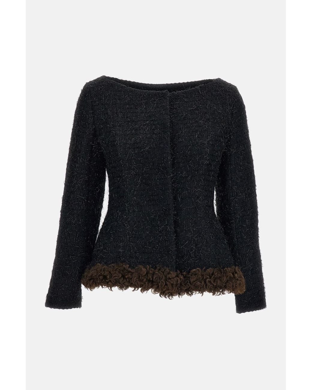 Simone Rocha Black Round Sculpt Tweed Jacket
