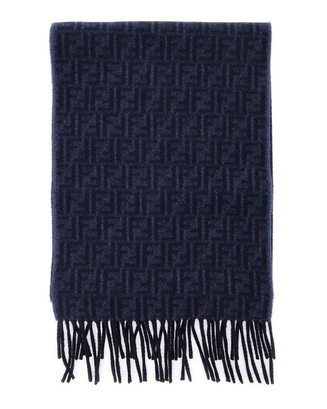 Fendi Blue Ff Wool Con Frange for men