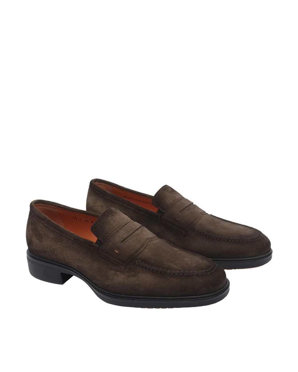 Santoni Brown Easy Loafers for men