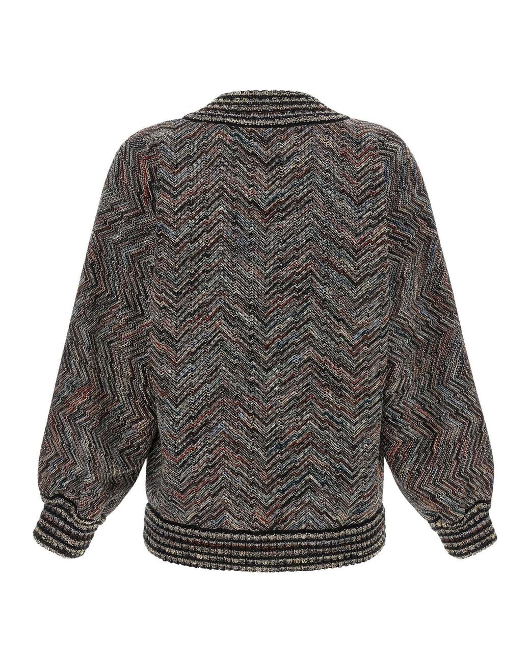 Missoni Gray Chevron Knit Bomber Jacket