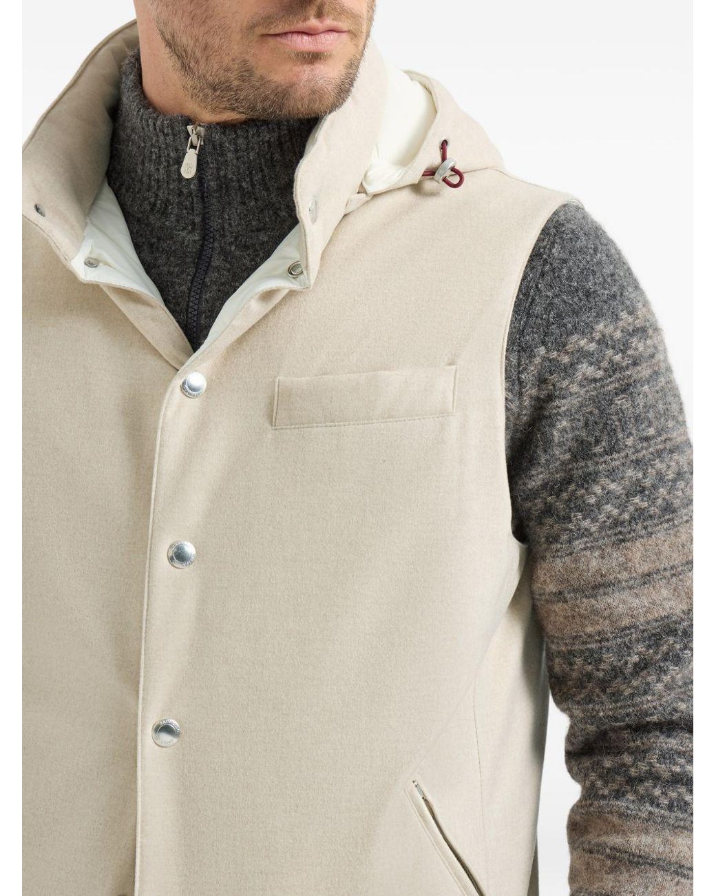 Brunello Cucinelli White Wool Padded Vest for men