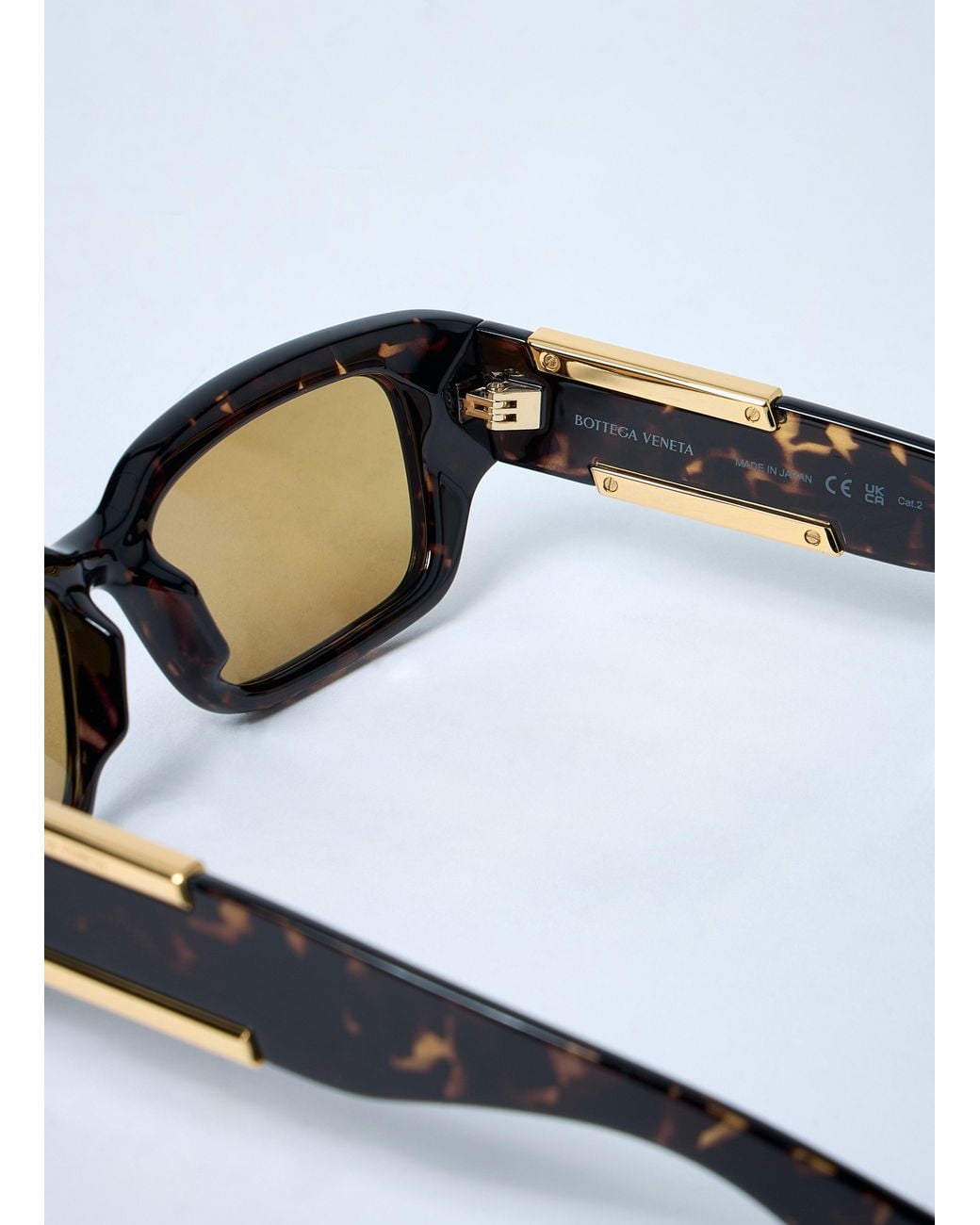 Bottega Veneta White Dash Rectangular Sunglasses