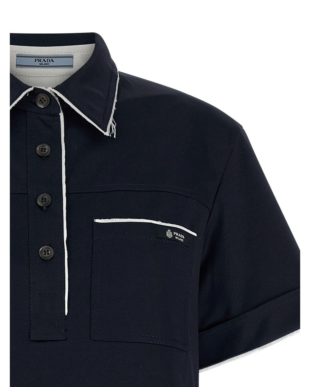 Prada Blue Double-Layer Polo Shirt