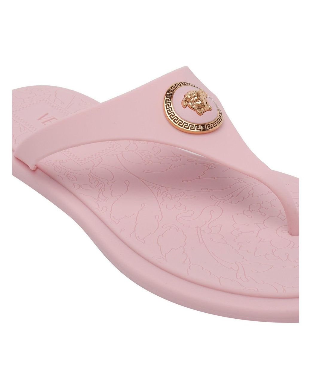 Versace Pink Alia Rubber Flat Thong Sandals