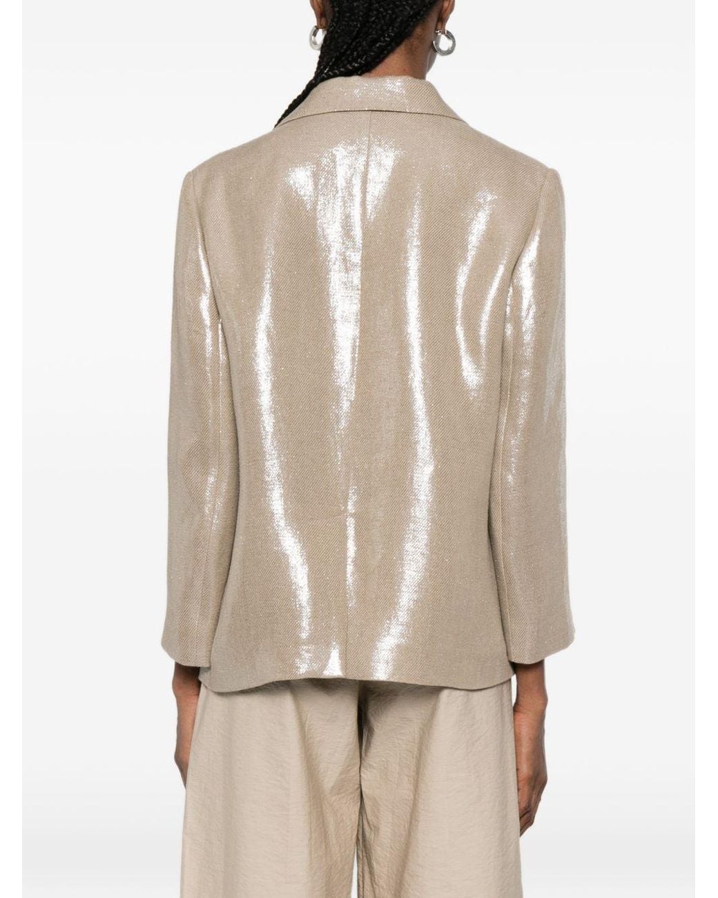 Brunello Cucinelli Natural Linen Double-Breasted Jacket