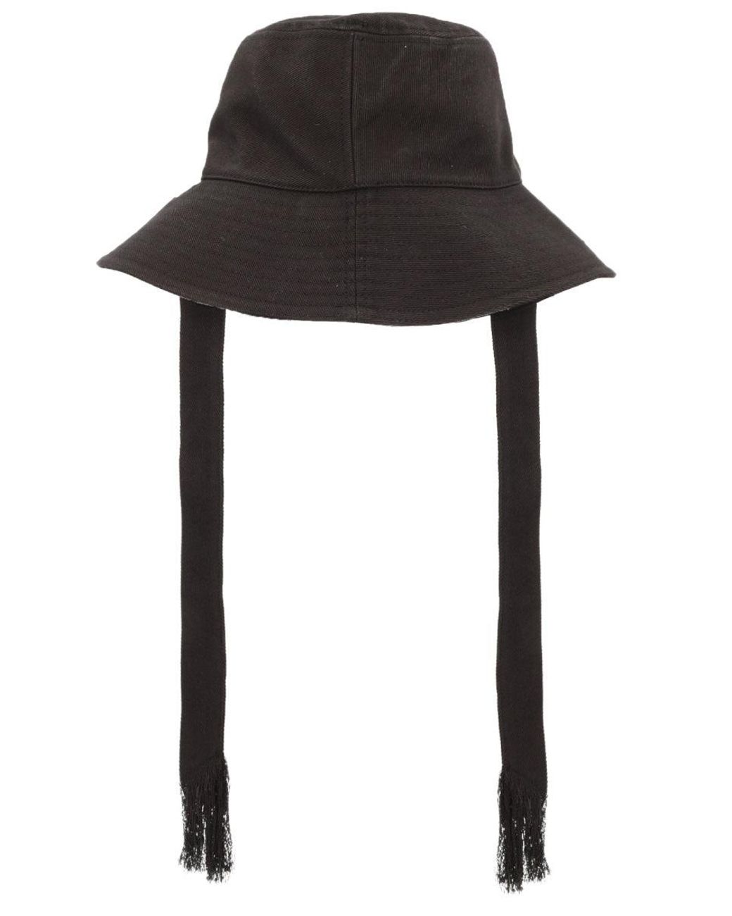 Isabel Marant Black Cotton Bucket Hat With Ties