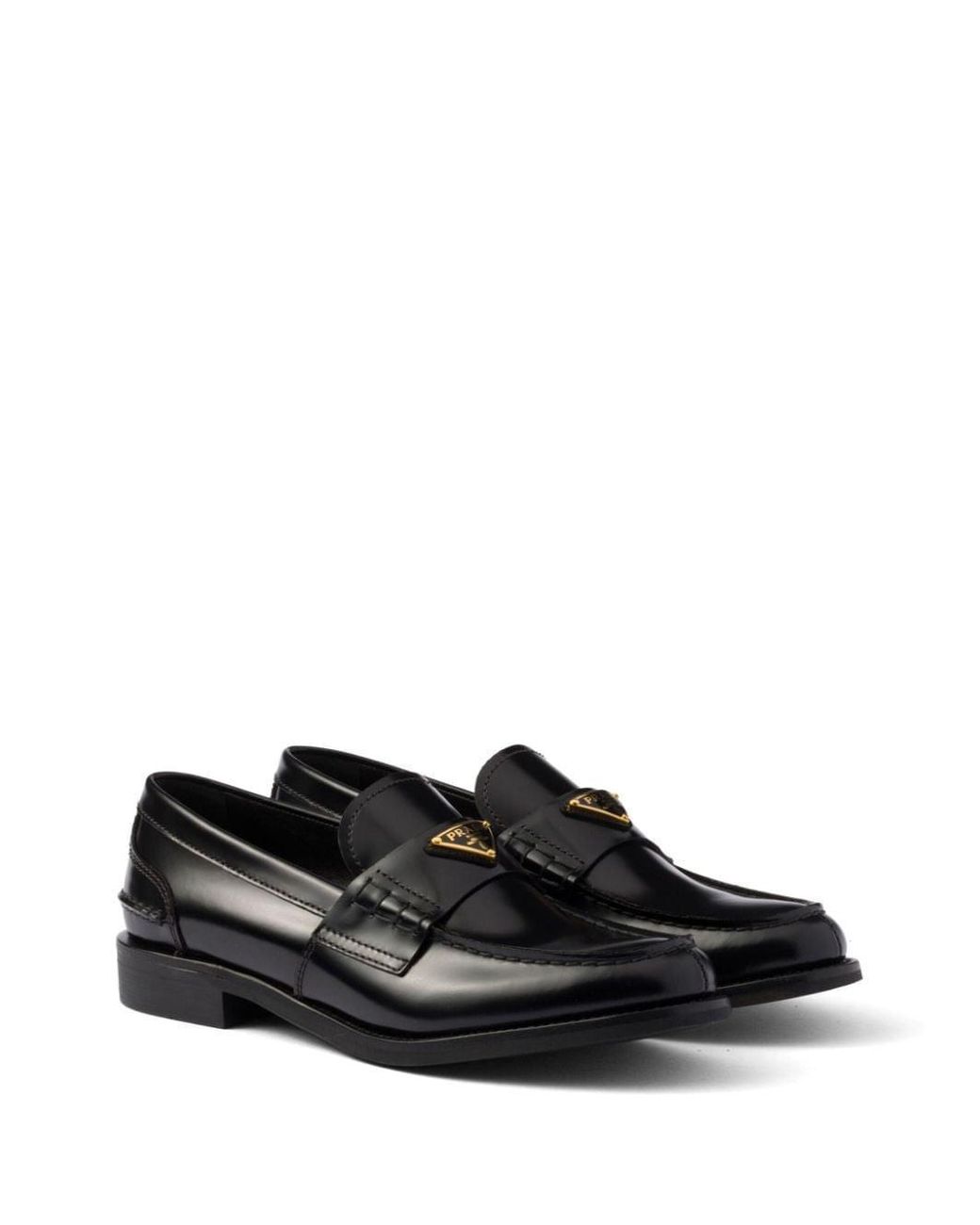 Prada Black Logo Brushed Leather Loafer