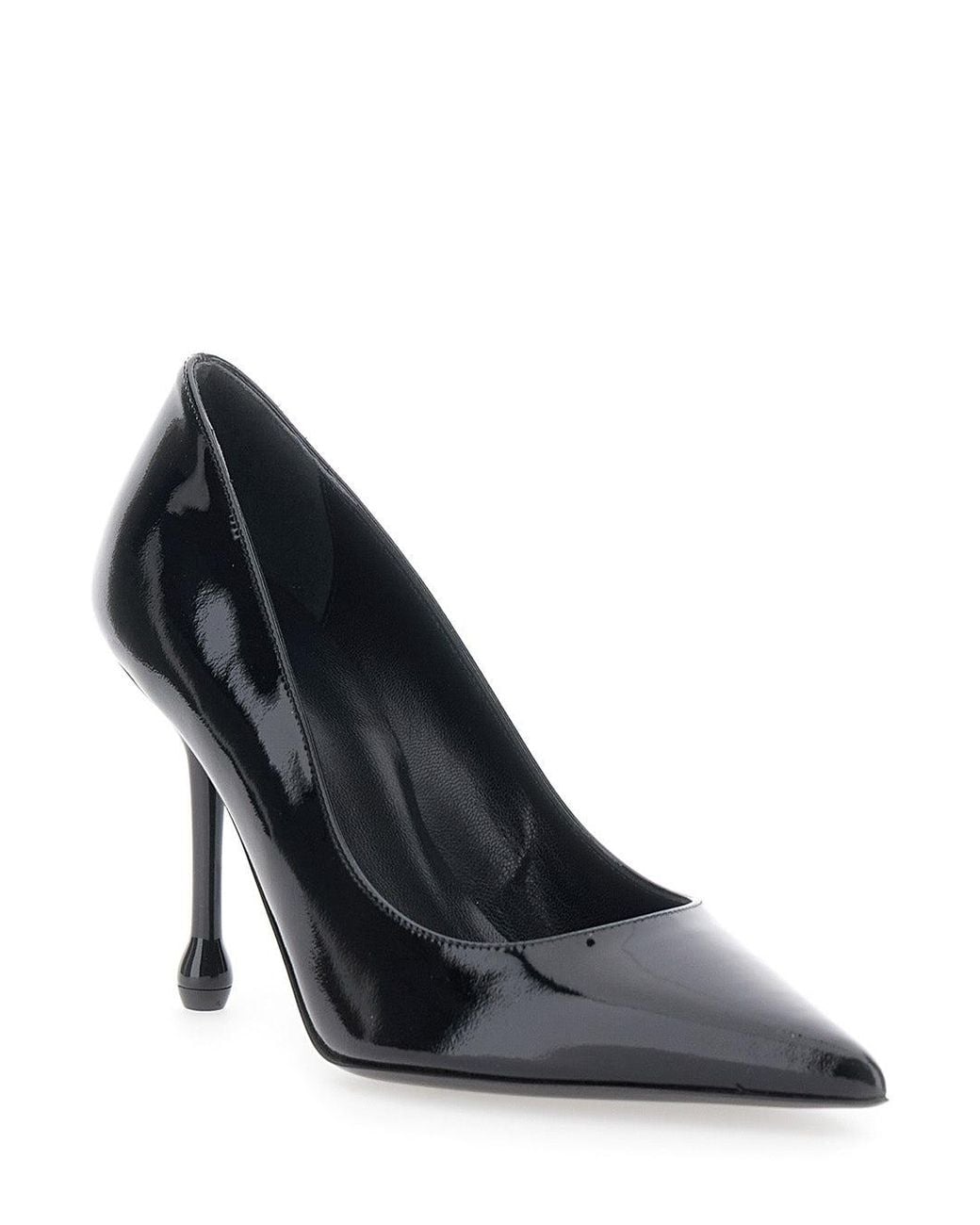 Le Plain Black Pointed Toe High Heel Patent Leather