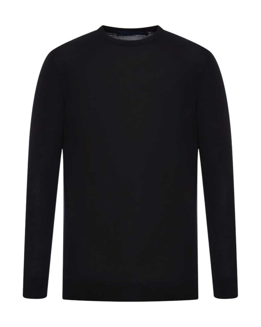 Kiton Black Crew Neck Wool Sweater for men