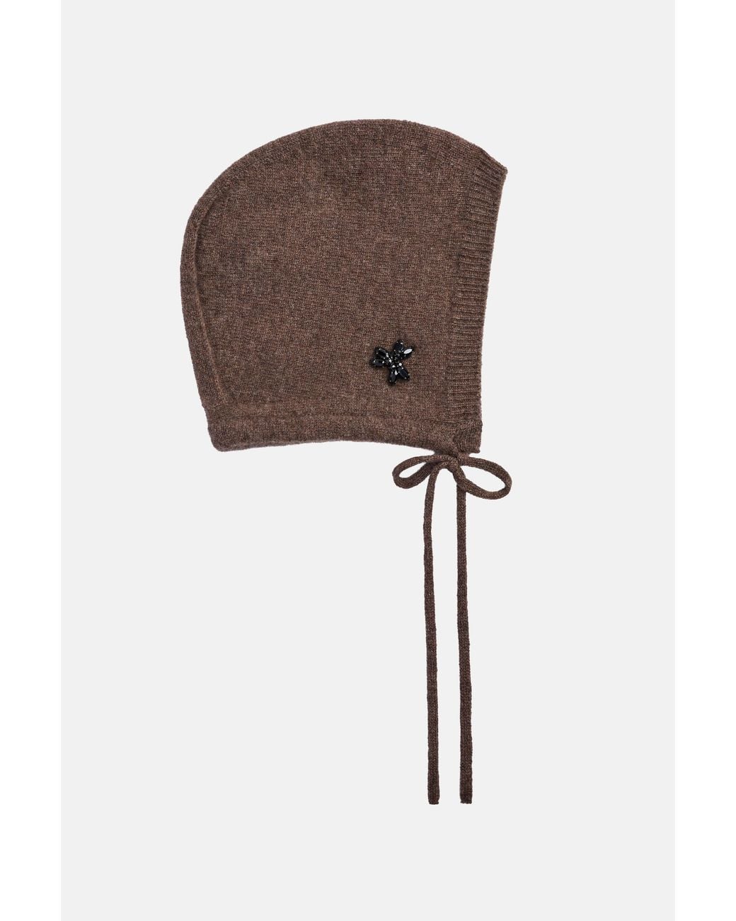 Simone Rocha Brown Cashmere Bonnet With Emb