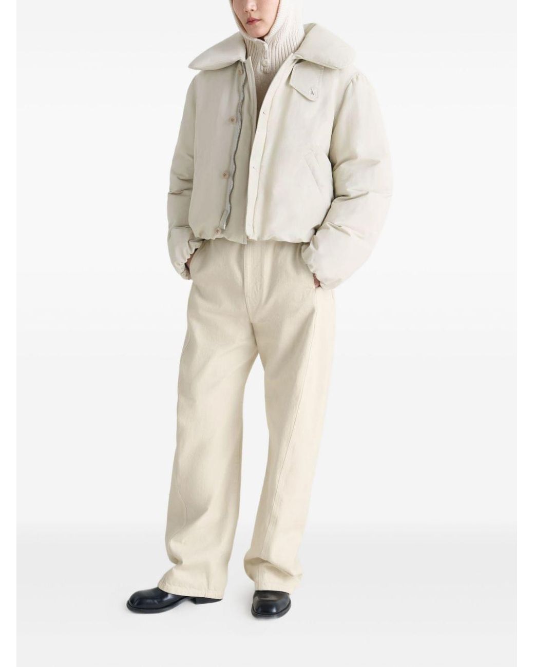 Lemaire White Boxy Short Puffer Jacket