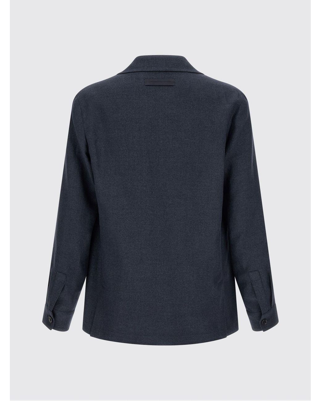 Zegna Blue Single-Breasted Linen And Wool Blazer for men