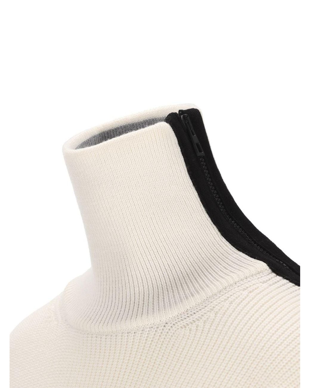 Loewe White Wool Halfzip Sweater
