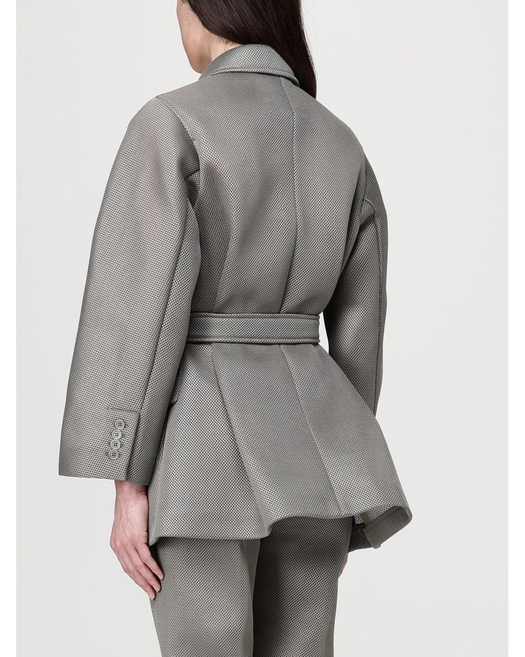 Max Mara Gray Structured Polyester Robe Jacket