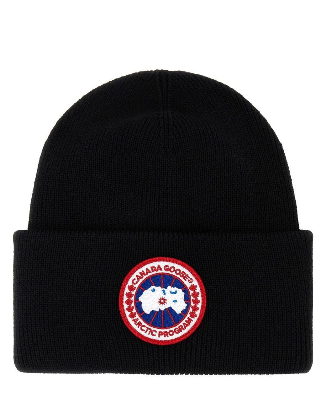 Canada Goose Black Logo Wool Beanie for men
