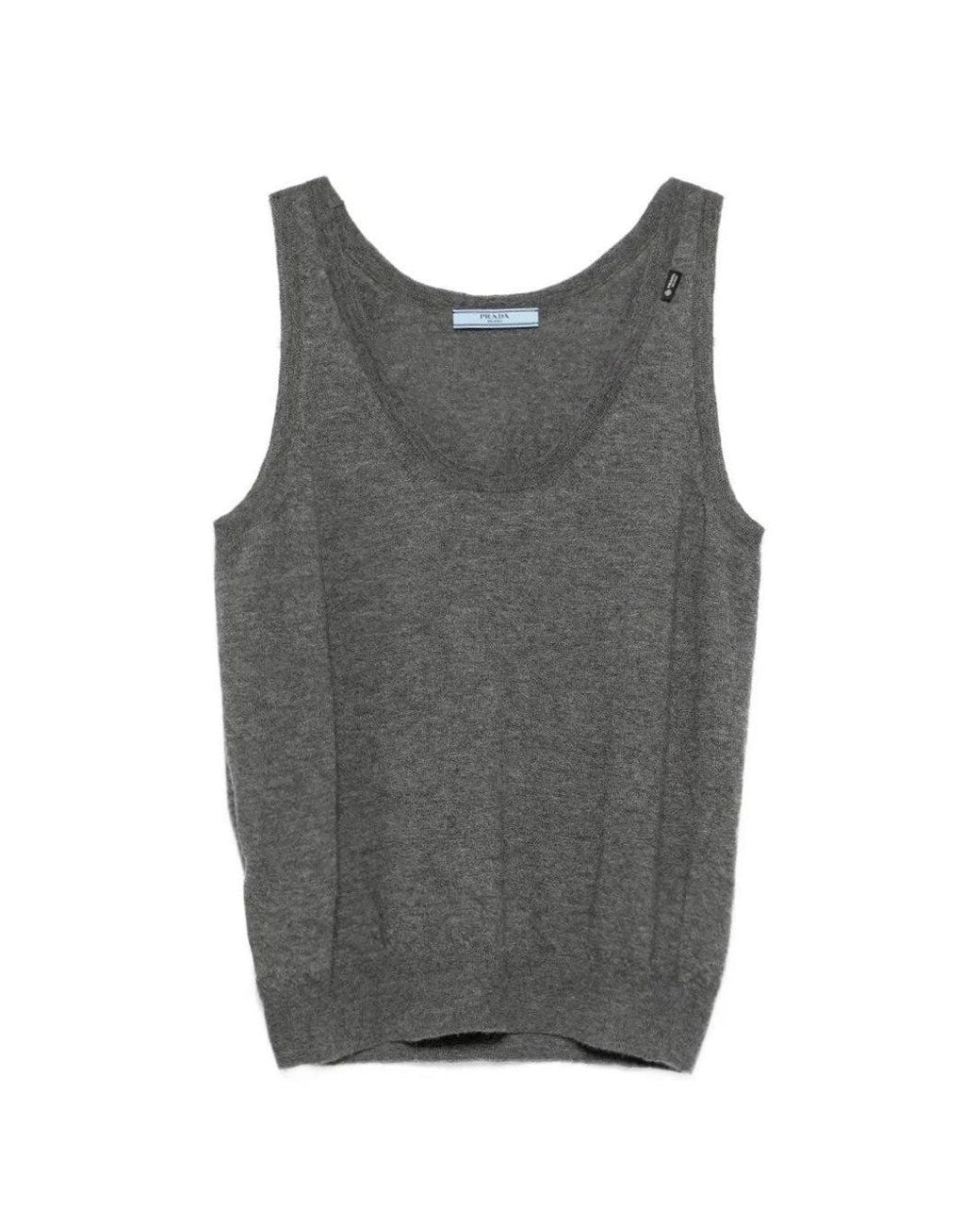 Prada Gray Cashmere V Neck