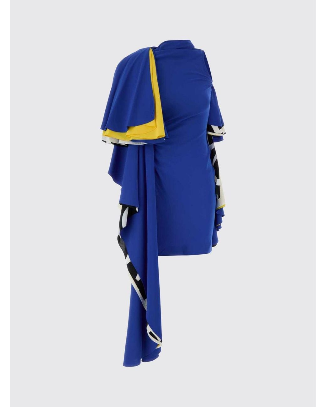 Loewe Blue One-Shoulder Asymmetric Midi Dress