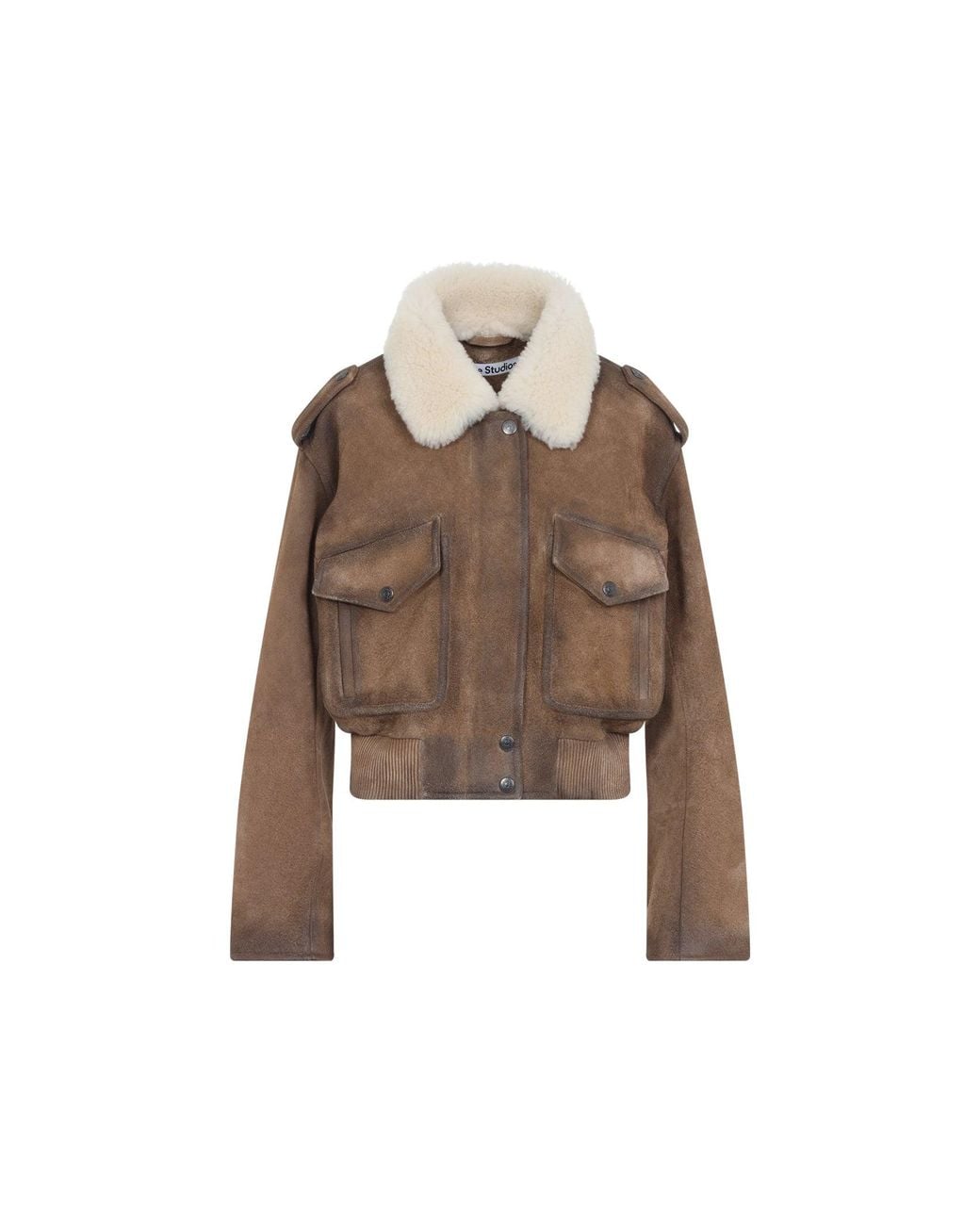 Acne Brown Leather Bomber Jacket