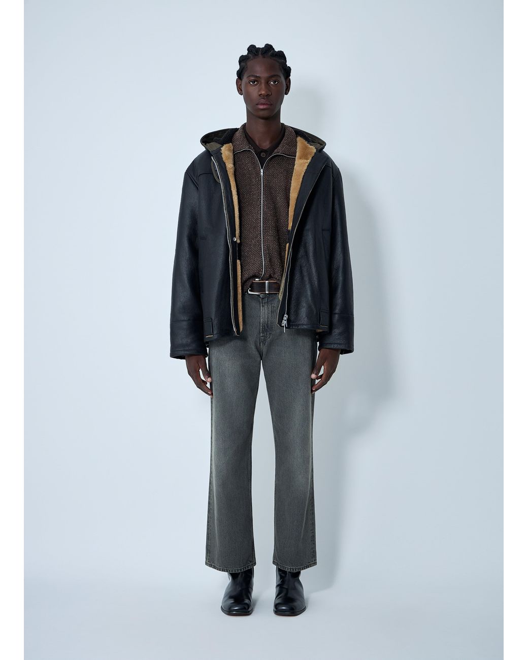 Our Legacy Blue Leather Blizzard Jacket for men