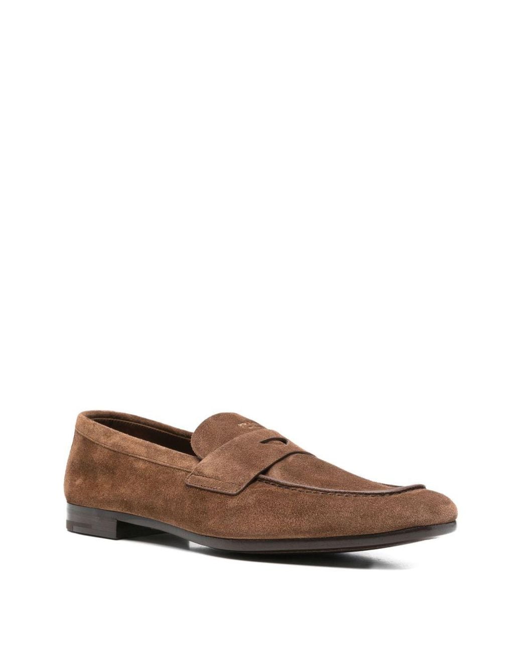 Prada Brown Suede Leather Loafers for men